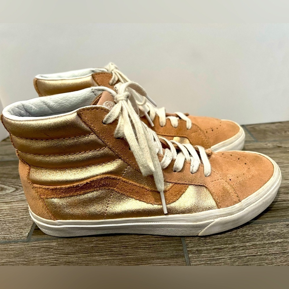 Vans Two Tone Metallic Sk-8 Hi Reissue Rose Gold High Top Sneaker Sz Women's 8.5 - Picture 3 of 14